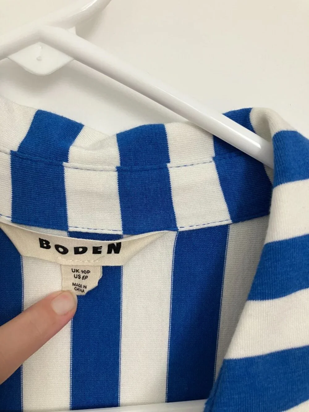 Boden Libby Jersey Midi Shirt Dress, Blue Stripe, 6P - Picture 7 of 7